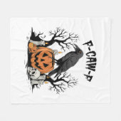 Funny Raven, F-Caw-F, Skull Raven, Gothic Crow フリースブランケット (正面(横))