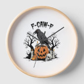 Funny Raven, F-Caw-F, Skull Raven, Gothic Crow 壁時計 (正面)