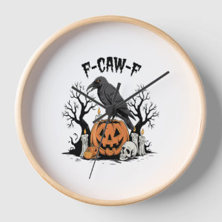 Funny Raven, F-Caw-F, Skull Raven, Gothic Crow 壁時計