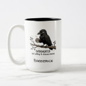 Funny Raven Lover Gift Introvert Grumpy Bird Art ツートーンマグカップ (左)