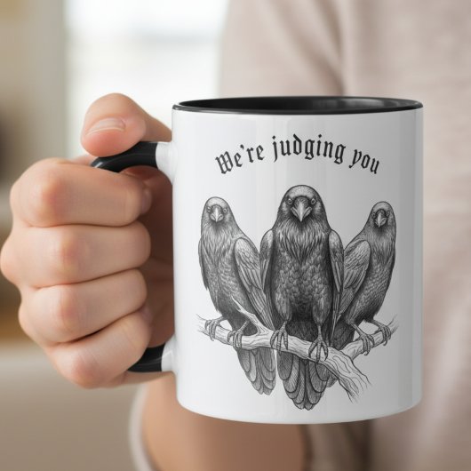 Funny Raven Mug - We're Judging You マグカップ
