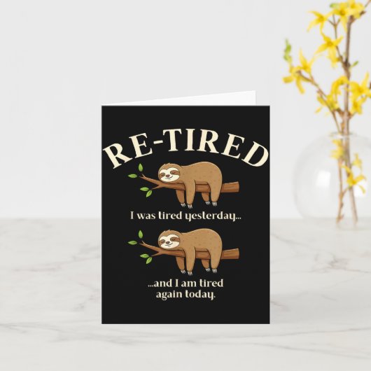 Funny Re-tired Definition Sloth  カード (黄色い花)