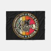 Funny Read Banned Books Retro Book Lover Reading S フリースブランケット (正面(横))