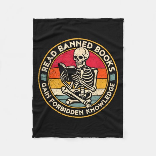 Funny Read Banned Books Retro Book Lover Reading S フリースブランケット (正面)