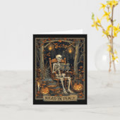 Funny Read In Peace Skeleton Halloween Read Nned B カード (黄色い花)