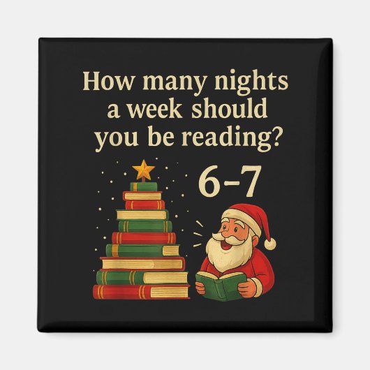 Funny Reading Christmas Tree Book– Reading 6 7 Mem マグネット (正面)