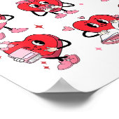 Funny Reading Heart Book Valentines Day Teacher Wo ポスター (角)