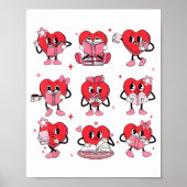 Funny Reading Heart Book Valentines Day Teacher Wo ポスター (正面)