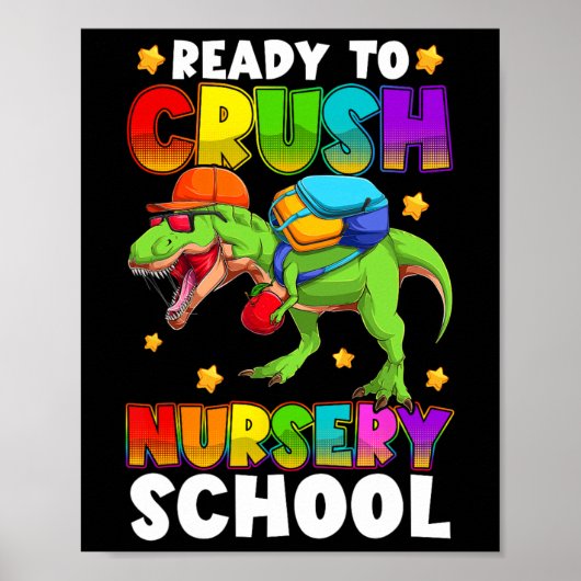 Funny Ready To Crush Nursery T Rex First Day Of Sc ポスター (正面)