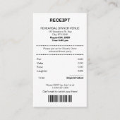 Funny, Receipt theme rehearsal dinner invitation エンクロージャーカード (正面)
