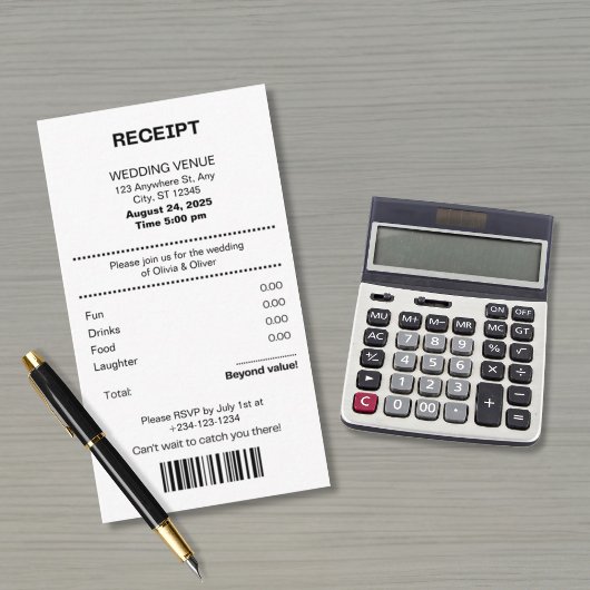 Funny, Receipt theme wedding invitation エンクロージャーカード