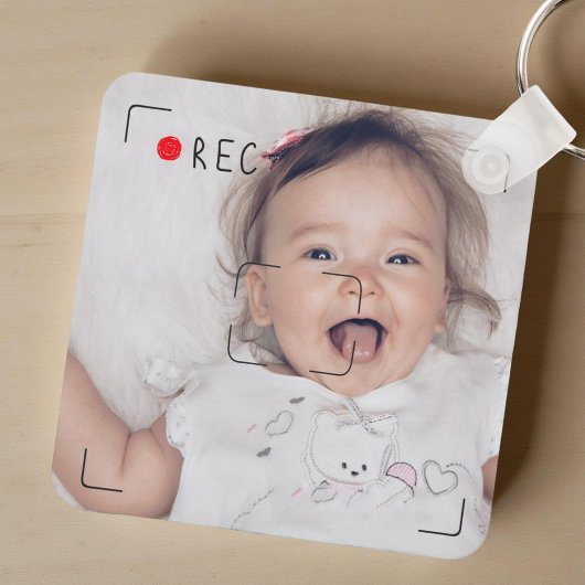 Funny Record Red Dot Custom Photo キーホルダー