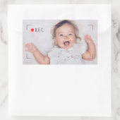 Funny Record Red Dot Custom Photo 長方形シール (バッグ)