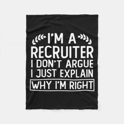 Funny Recruiter Design Saying_ I M A Recruiter I D フリースブランケット (正面)