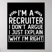 Funny Recruiter Design Saying_ I M A Recruiter I D ポスター (正面)