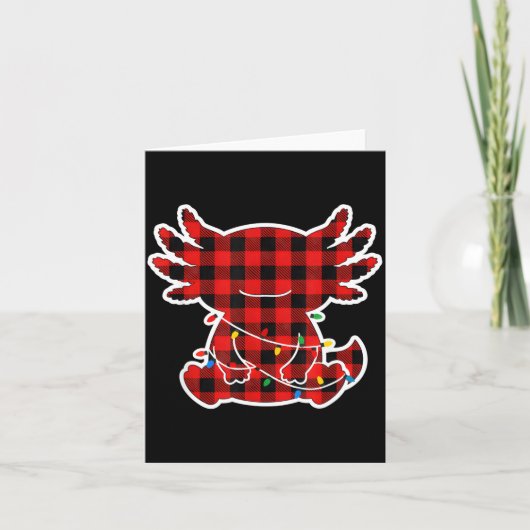 Funny Red And Black Buffalo Plaid Axolotl Christma カード (正面)