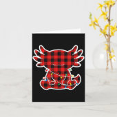 Funny Red And Black Buffalo Plaid Axolotl Christma カード (黄色い花)