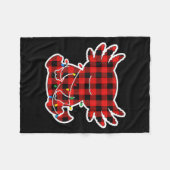 Funny Red And Black Buffalo Plaid Axolotl Christma フリースブランケット (正面(横))