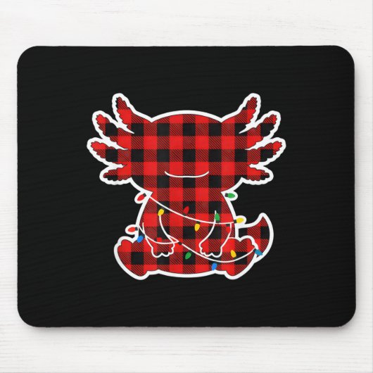 Funny Red And Black Buffalo Plaid Axolotl Christma マウスパッド (正面)