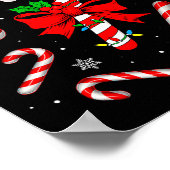 Funny Red And White Candy Cane Xmas Lights Santa C ポスター (角)
