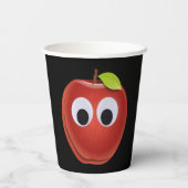 Funny Red Apple with Googly Eyes 紙コップ (裏面)