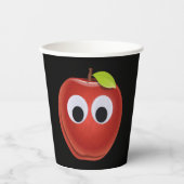 Funny Red Apple with Googly Eyes 紙コップ (正面)