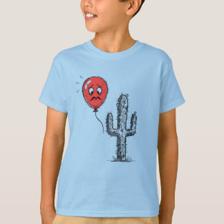Funny Red Balloon Floating Near Prickly Cactus Tシャツ