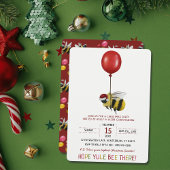 Funny Red Bee Themed Balloon Christmas Party 招待状