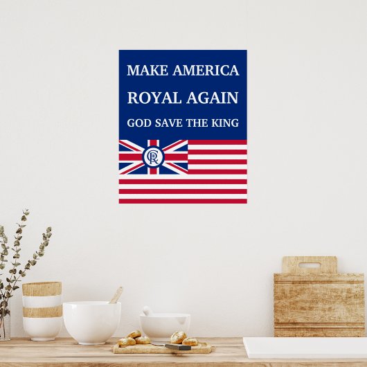 Funny Red Blue Make America Royal Again Flag ポスター (キッチン)