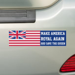 Funny Red Blue Make America Royal Again Graphic バンパーステッカー<br><div class="desc">God save the Queen and show you are a royalist with this bumper sticker with the Grand Old Union Flag, redesigned for this century. Make America great again by making America Royal again. Support your monarch Elizabeth the Second. With Donald Trump as the president, now is the time to revert...</div>