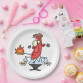 Funny Red Face Man with Thermometer Fever ペーパープレート (パーティー)