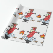 Funny Red Face Man with Thermometer Fever ラッピングペーパー (アンロールド)
