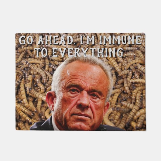 Funny Red-Faced Robert F. Kennedy Jr & Brain Worms ドアマット (正面)