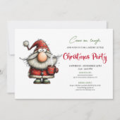 Funny Red Green Santa Watercolor Christmas Card 招待状 (正面)