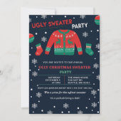 Funny Red Green Ugly Christmas Sweater Party 招待状 (正面)