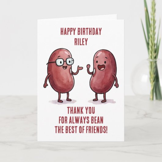 Funny Red Kidney Bean Best Friend Birthday カード (正面)