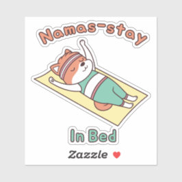 Funny Red Panda Namas-stay In Bed Yoga Pun Sticker シール