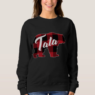 Funny Red Plaid Buffalo Bear Apparel, Fun Tata Paj スウェットシャツ
