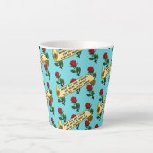 Funny Red Roses Are Red Coffee Poem Ribbon Pattern カフェラテマグ (正面)