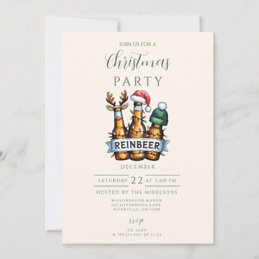 Funny Reinbeer Christmas 招待状 (正面)