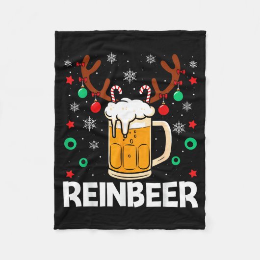 Funny Reinbeer Winedeer Beer Wine Matching Couples フリースブランケット (正面)