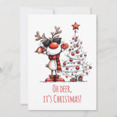 Funny Reindeer Christmas Card – Oh Deer! シーズンカード (正面)