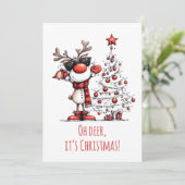 Funny Reindeer Christmas Card – Oh Deer! シーズンカード (スタンド正面)