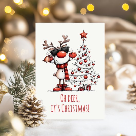 Funny Reindeer Christmas Card – Oh Deer! シーズンカード