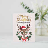 Funny Reindeer Christmas Greeting Cards, 2025 シーズンポストカード (スタンド正面)