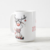 Funny Reindeer Christmas Mug – Oh Deer! コーヒーマグカップ (正面左)