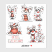Funny Reindeer Christmas Stickers – Oh Deer! シール (シート)