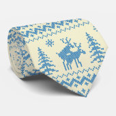 Funny Reindeer Christmas Tree Snow Blue Pattern ネクタイ (ロール)