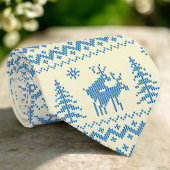 Funny Reindeer Christmas Tree Snow Blue Pattern ネクタイ