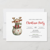 Funny Reindeer festive watercolor holiday invites 招待状 (正面)